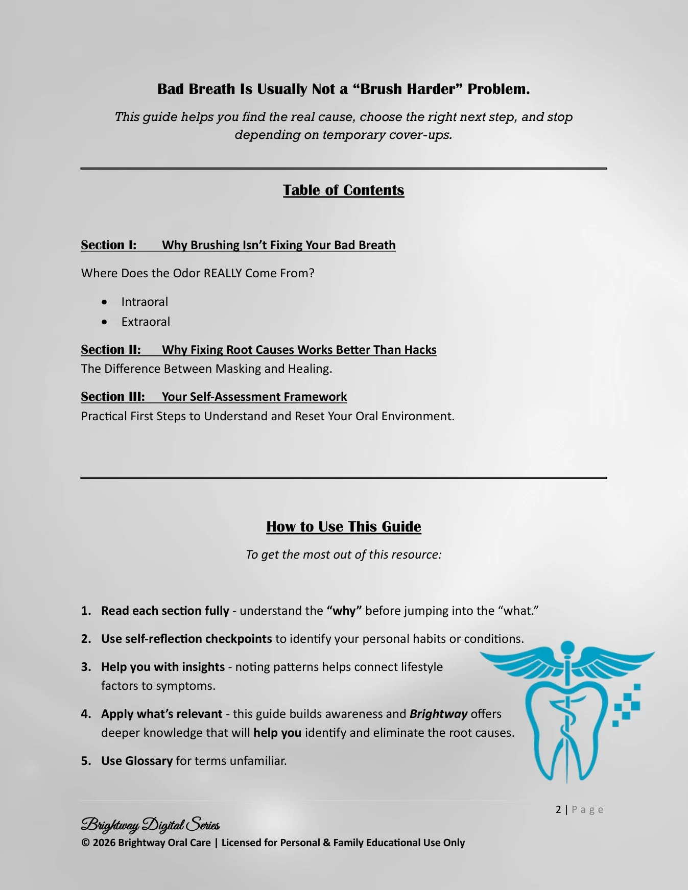 Fixing Bad Breath table of contents preview