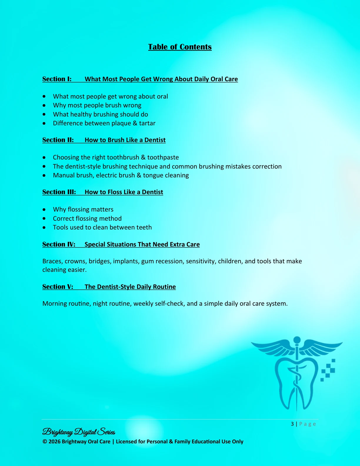Brush and floss table of contents preview