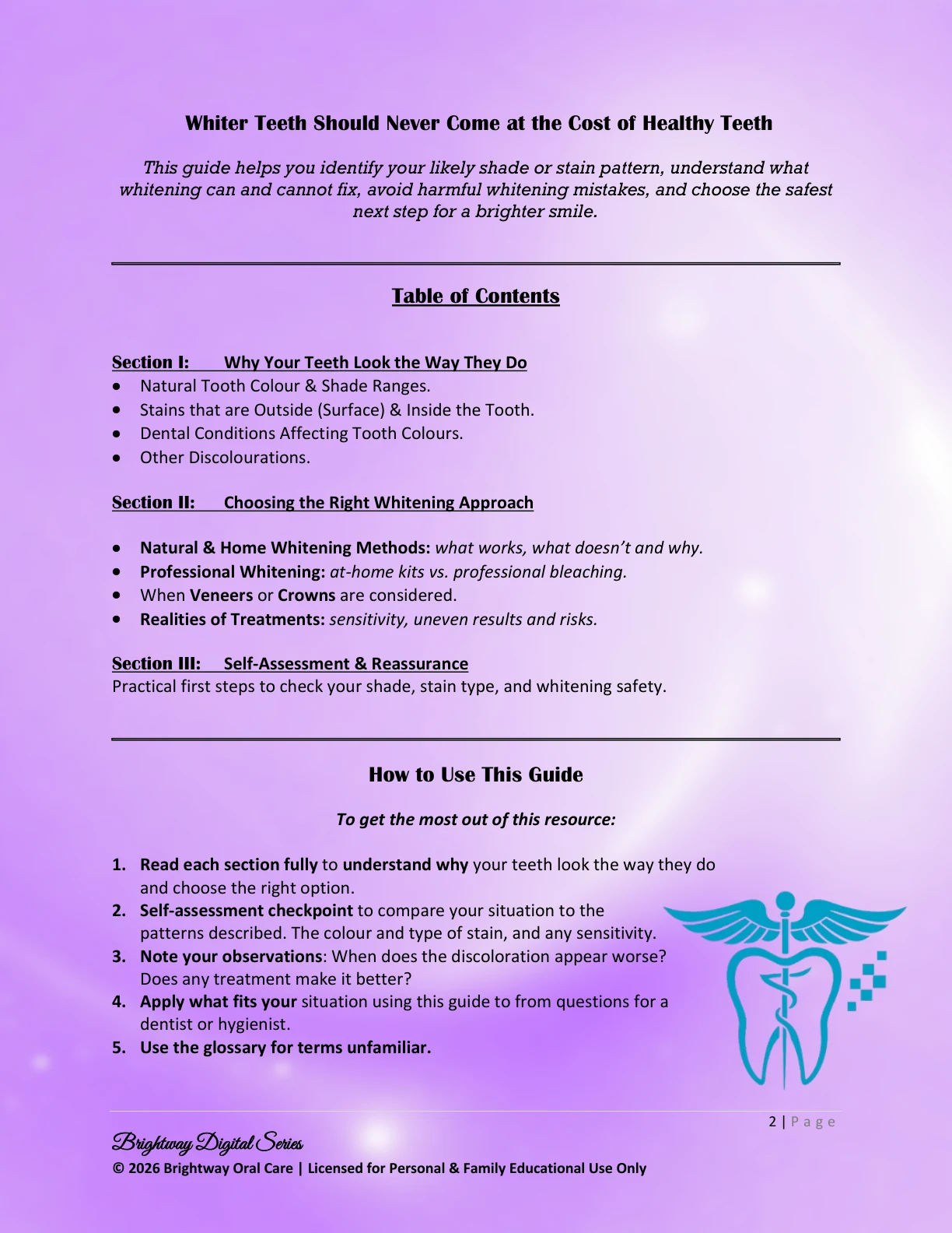 Safe teeth whitening table of contents preview